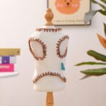 Bear Ice Cream Ribbed Top – Cream Πλεκτό Μπλουζάκι Σκύλου με Κεντητό Αρκουδάκι & Παγωτό - Image 3