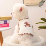 Bear Ice Cream Ribbed Top – Cream Πλεκτό Μπλουζάκι Σκύλου με Κεντητό Αρκουδάκι & Παγωτό - Image 6