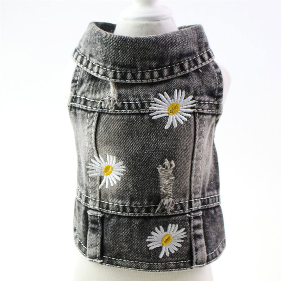 daisy-vintage-black-denim-jacket-dog.jpg (5) Daisy Vintage Denim Jacket – Τζιν Τζάκετ με Μαργαρίτες (Washed Black) - Image 1