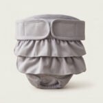 Grey Ruffle Dog Diaper Pants – Γκρι Επαναχρησιμοποιούμενη Πάνα-Βρακάκι με Βολάν