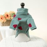 Heart Ribbed Knit – Πλεκτό Μπλουζάκι Σκύλου με Καρδιές (Sage Green) - Image 2
