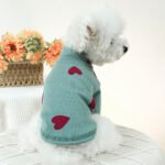 Heart Ribbed Knit – Πλεκτό Μπλουζάκι Σκύλου με Καρδιές (Sage Green) - Image 3