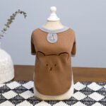 Teddy Bear Waffle Dog Top – Καφέ Μπλουζάκι Σκύλου με Ανάγλυφο Αρκουδάκι & Γκρι Λεπτομέρειες