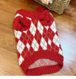 Red Argyle Cherry Knitted Dog Pullover – Κόκκινο Πλεκτό Πουλόβερ Σκύλου με Ρόμβους & Κερασάκι - Image 2