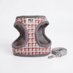 Ανατομικό Σαμαράκι Σκύλου Tweed Check & Ασορτί Οδηγός – Red / Grey