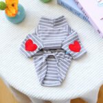 Striped Heart Elbow Knit – Ριγέ Μπλουζάκι Σκύλου με Καρδιές στους Αγκώνες (Grey & White) - Image 2
